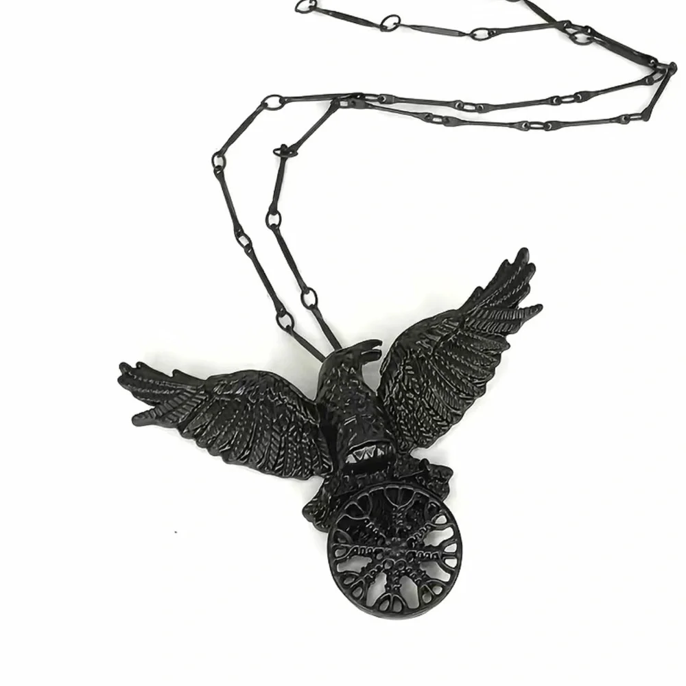 1pc Gothic Black Raven Pendant Necklace  Faux Fashion Jewelry‎